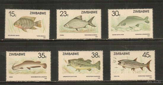 Зимбабве-1989(Мих.406-411),  ** ,    Морская Фауна , Рыбы, (полная серия)