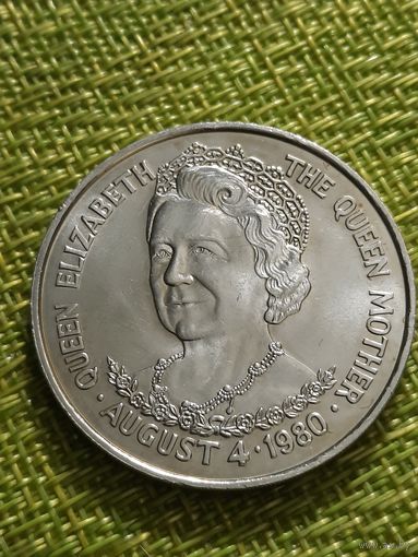 Тристан-да-Кунья 25 пенсов 1980 г ( кроновый размер , 80 лет со дня рождения Королевы-Матери