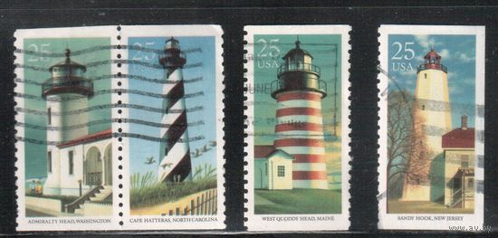 США-1990, (Мих.2085-2089),   гаш. , Маяки (полная серия)(4)