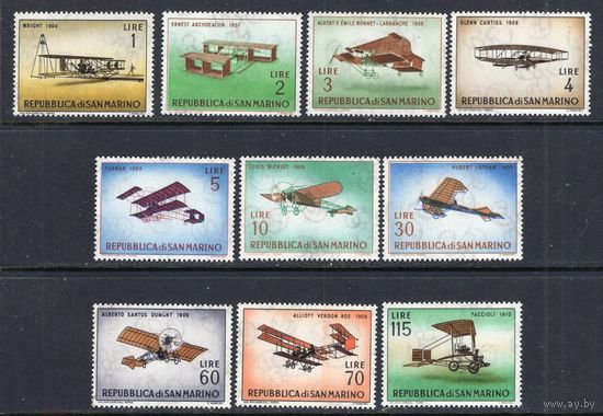 Сан Марино 1962 **  История авиастроения. Старинные самолёты Авиация