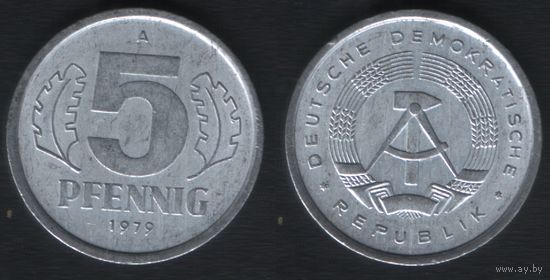 Германия ГДР _km9.2 5 пфенниг 1979 год (nf02