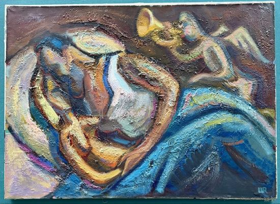 Шварц Радик "В постели с Фрэди Мэркури", 1992г. Львов. Холст, масло. Размер 70,5х51 см.