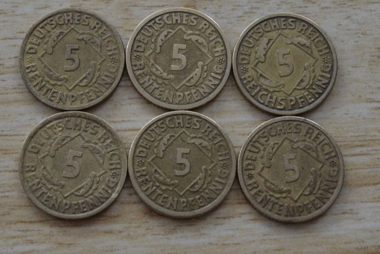 Германия 5 пфеннигов 1924 А-Берлин