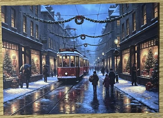 Открытка новогодняя чистая 10х15 см.