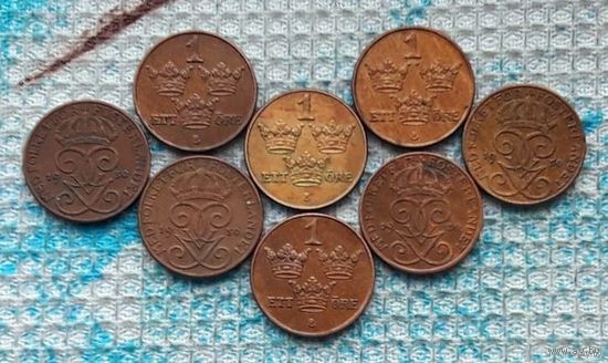 Швеция 1 эре (цент) 1950 года, UNC. Густав V Адольф.