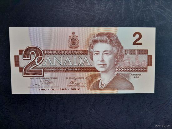 2 доллара 1986 года. Канада. UNC. Распродажа.