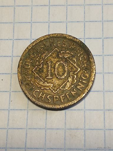 10 рейхспфеннингов 1935г. Старт с 2-х рублей. Смотрите другие лоты, много интересного.
