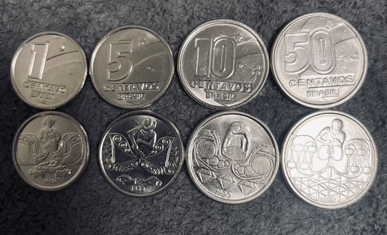 Бразилия набор 4 монеты 1989-1992 1 5 10 50 сентаво UNC