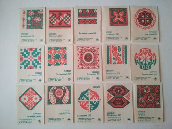 Спичечные этикетки ф.Туринск. Народный орнамент. 1970 год