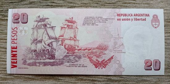 Werty71 Аргентина 20 песо 2003 UNC банкнота Корабль 2018