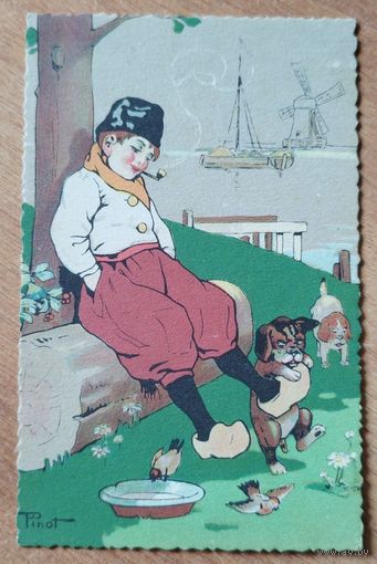 Мальчик с трубкой. Рис. Пино. Голландия. ЧИСТАЯ. До 1910