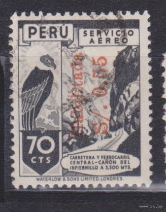 Птицы фауна Перу 1949 год лот 7 с НАДПЕЧАТКОЙ или ПРЕДВАРИТЕОЬНЫМ ГАШЕНИЕМ
