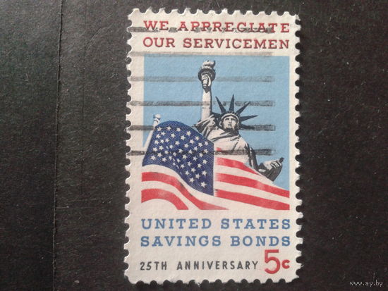 США 1966 статуя Свободы и флаг