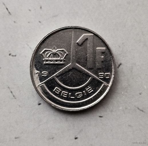 1 франк 1990 года Бельгия (надпись на голландском "BELGIЁ"). Король Бодуэн 1(1948-1993).