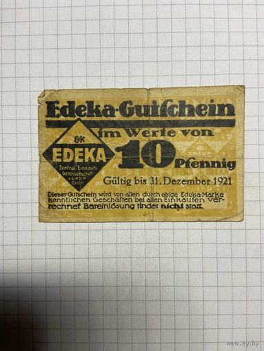 Нотгельд 10 пфеннигов 1921 год. -2712