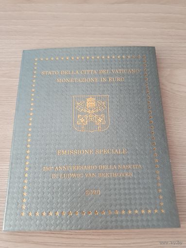 Ватикан 2020 официальный набор монет евро (9 монет, от 1 цента до 2 евро + 5 евро)