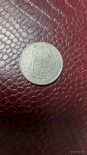 Монета 1 крона 1970г. Швеция.