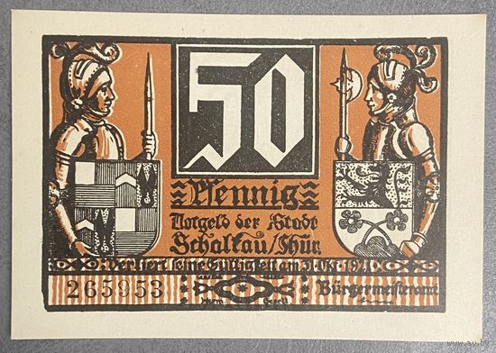 Нодгельд 50 пфеннигов 1921 год. Шалькау. Веймарская республика