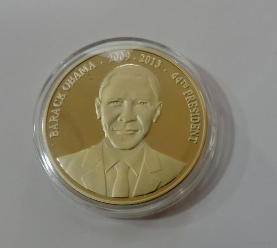 Настольная юбилейная медаль "Барак Обама". США. Диаметр 3.2 см.
