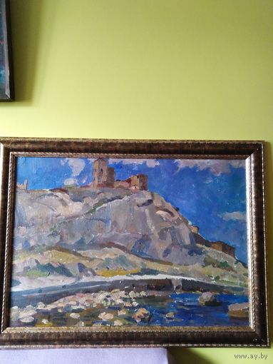 Крохолев П.С. "Крепость" 1972 год картон масло