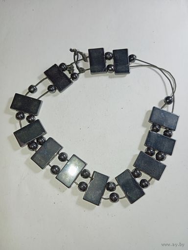 Браслет из Гематита . Распродажа винтажный бижутерии с натуральными камнями .