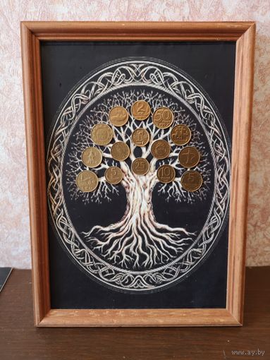 Денежное дерево. Панно из монет.