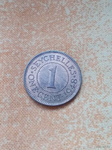 16. Распродажа!  Сейшельские острова 1 цент 1948 г. Редкая! Одна на ау! AUNC!
