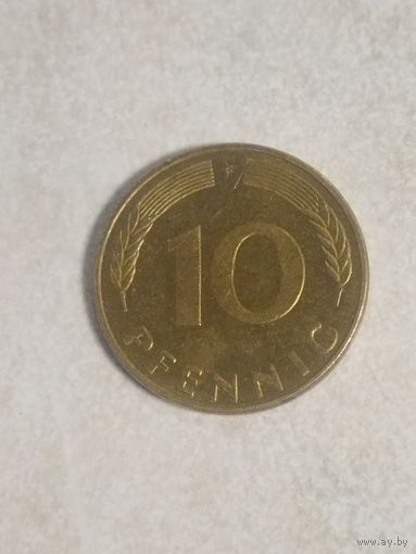 10 пфеннигов 1989 F Германия ФРГ