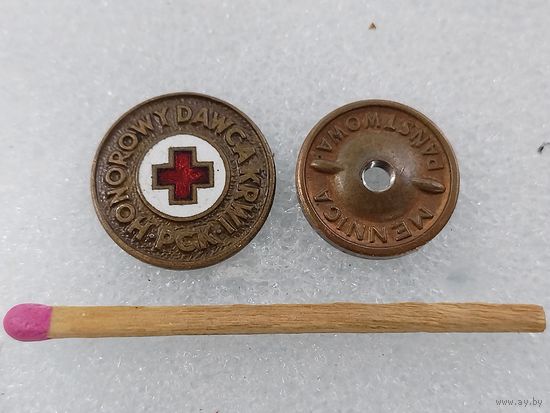 Знак-фрачник. Почётный донор Польского общества Красного креста. тяжелый, винт.