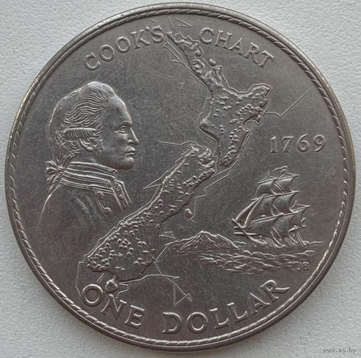 Новая Зеландия 1 доллар 1969 г. 200 лет путешествию Капитана Кука