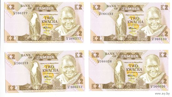 Замбия 2 Квача 1980 года серия 83/B подпись Чивуно