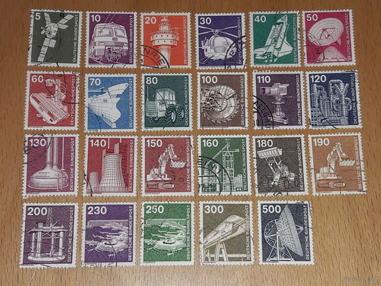 Германия ФРГ 1975 - 1982  Стандарты Техника и Промышленность. Все номиналы. Полный комплект 23 марки