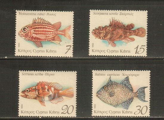 Кипр-1993(Мих.809-812) , ** , Морская фауна, Рыбы,  (полная серия)