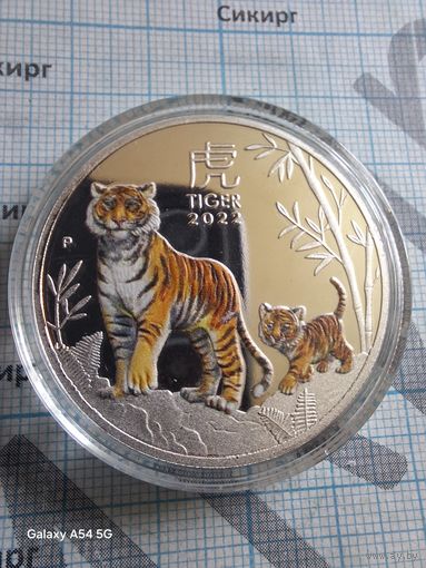 Копия монеты 1 доллар Австралия 2022 г. год Тигра