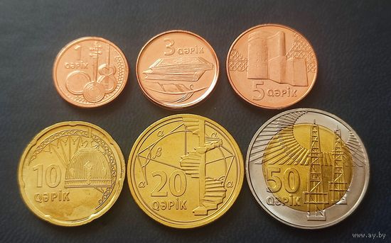 Азербайджан 2023 монеты регулярного чекана ( 1, 3, 5, 10, 20, 50 гяпиков) UNC