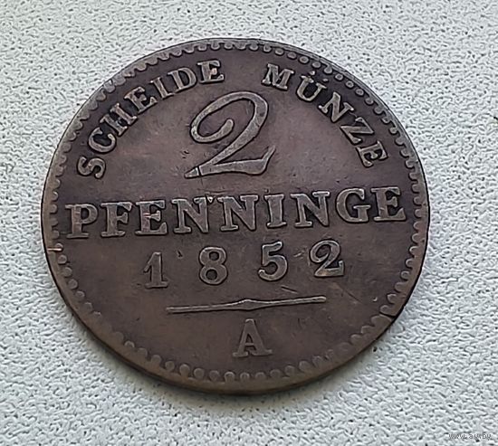 Пруссия 2 пфеннига, 1852  1-15-32