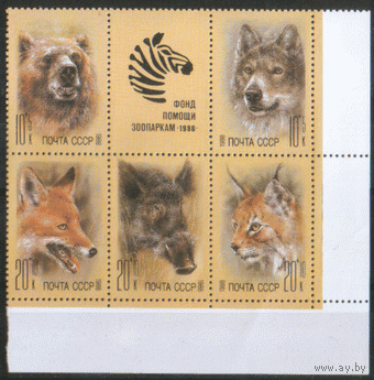 Заг. 5929/33. 1988. Животные зоопарков. ЧиСт.