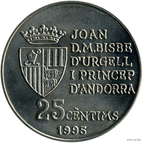 Андорра 25 сантимов, 1995 50 лет Продовольственной программе (ФАО) UNC
