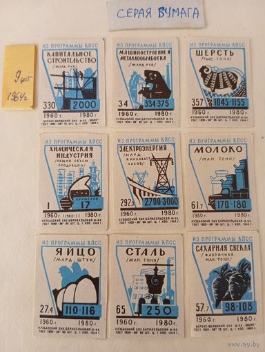 Спичечные этикетки ф.Барнаул. Из программы КПСС. 1964 год
