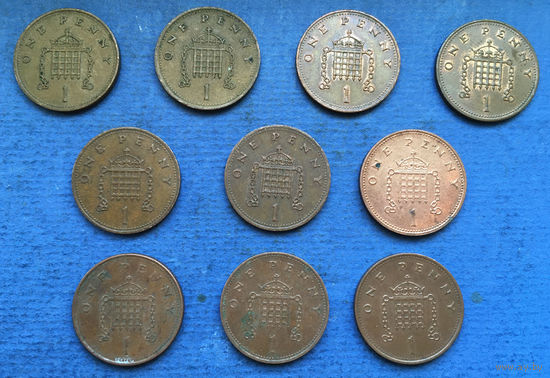 Великобритания 1 пенни 1986, 1987, 1988, 1989, 1990, 1991, 1992, 1993, 1994, 1995