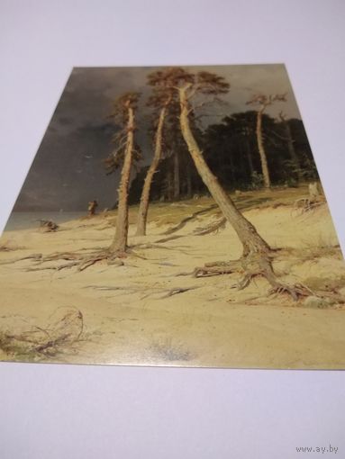 Открытка И. И. Шишкин. Песчаный берег.