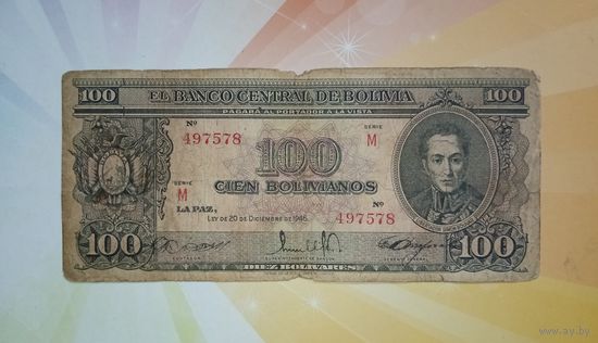 Боливия 100 боливиано 1945г редкая