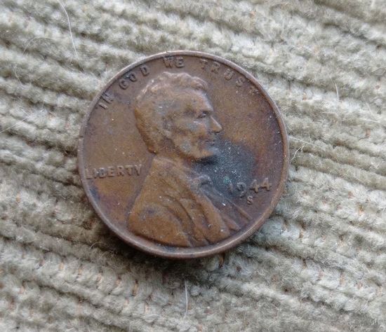 Werty71 США 1 цент 1944 S пшеничный
