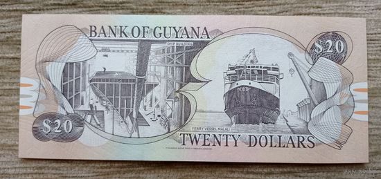 Werty71 Гайана 20 долларов 2018 UNC банкнота Корабль Водопад Кайетур