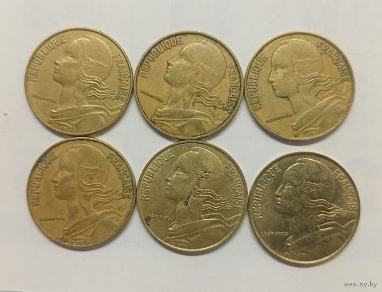 Франция 20 сантимов, 1962 г.1963 г.1964 г.1974 г.1983 г.1994 год