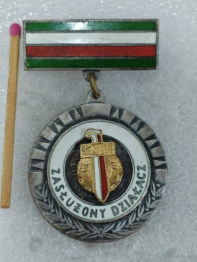 Знак. Заслуженному активисту военно-патриотического общества Польской Народной Республики. тяжёлый