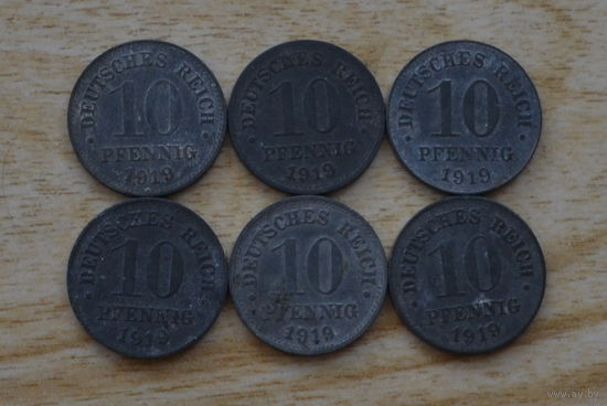 Германия 10 пфеннигов 1919