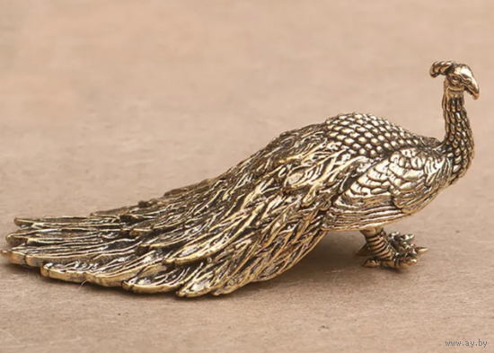 Статуэтка миниатюра Павлин Бронза