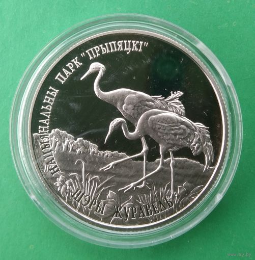 1 рубль 2004г. Серый журавль. Национальный парк "Припятский".