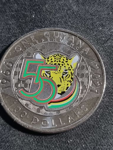 Гайана 100 долларов 2021 UNC
